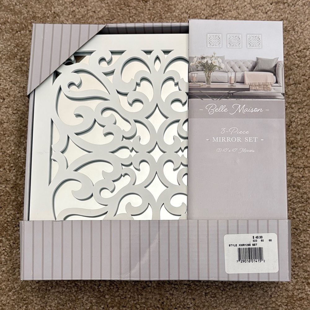 Belle Maison Elegant White Mirror Set